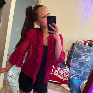 Alice + Olivia Pink Ruffle Top